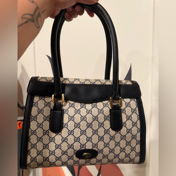 Authentic GUCCI Vintage Hand Bag GG PVC Leather - Picture 1 of 14